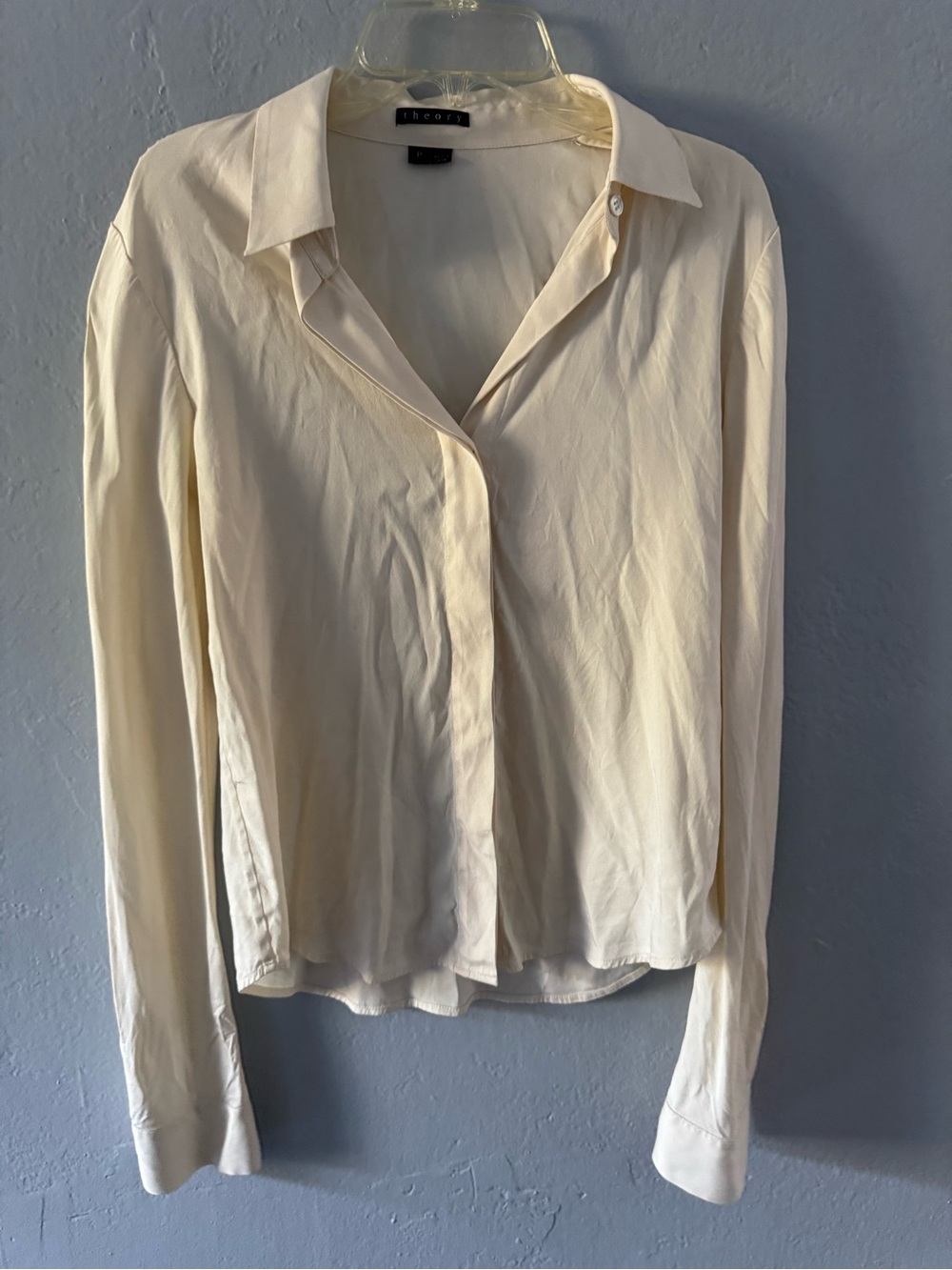 Theory stretch silk perfect fitted shirt button down shirt